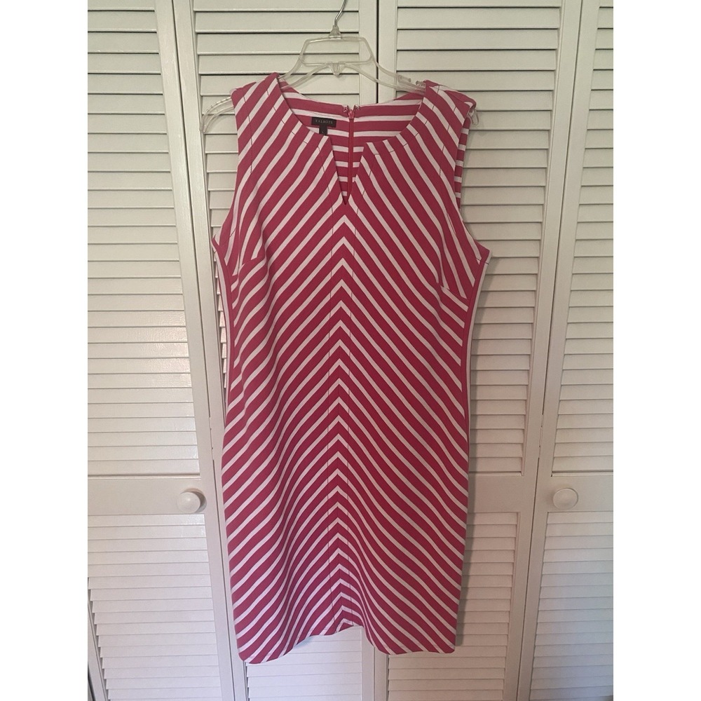 NWOT Talbots Pink White Stripe Shift Dress L Spring Summer Baby Shower